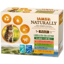 IAMS Naturally v omáčce Land Sea Collection - kapsička pro kočky 12x85 g