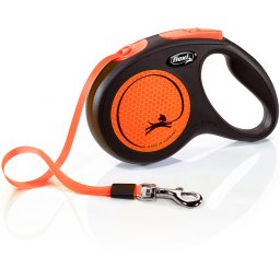 Páskové vodítko Flexi Neon M 5 m, 25 kg - různé barvy, s motivem pejska Barva: oranžová