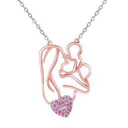 Stříbrný růžově pozlacený náhrdelník mateřství Anabel s Brilliance Zirconia JJJ0521NRG