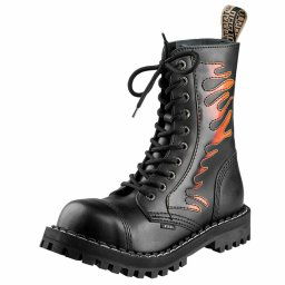 boty STEEL - 10 dírkové - 105/O/FLAMES - BLACK