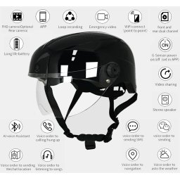 Kamera na přilbě - duální 1080P a 720P s WiFi P2P smart přilba + AI hlasový asistent + G senzor
