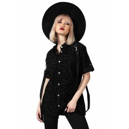 košile unisex KILLSTAR - Mad Paw Leopard - Black - KSRA006199