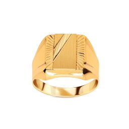 Zlatý pečetní prsten s gravírováním a matováním IZ24975
