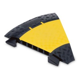 Černo-žlutý plastový rohový kabelový most s víkem DEFENDER MIDI C (zahnutí 45°) - 50 x 5,5 cm