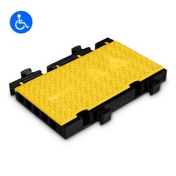 Černo-žlutý plastový modulární kabelový most s víkem DEFENDER MIDI 5 2D HV - 50 x 32,5 x 5,4 cm