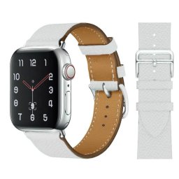 Kožený řemínek Single Tour pro Apple Watch Series 4/5/6/SE (44mm) - Bílý
