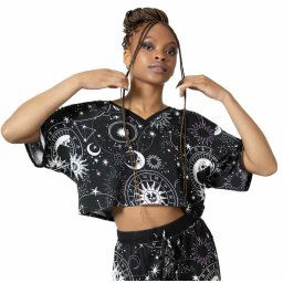 tričko dámské (top) KILLSTAR - Moonlight V Neck Crop - Black - KSRA005997
