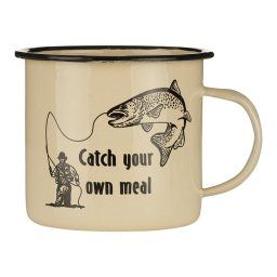 FOSCO hrnek CATCH YOUR OWN MEAL smaltovaný 500 ml PÍSKOVÝ