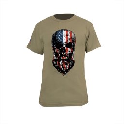 Triko motiv USA vousatá lebka COYOTE BROWN vel. L