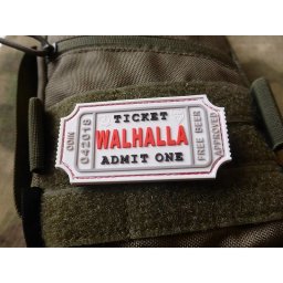 JACKETS TO GO nášivka WALHALLA TICKET BEER velcro plast BÍLÁ
