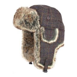 JACK PYKE beranice WOOL TRAPPER kostkovaná HNĚDÁ vel.59