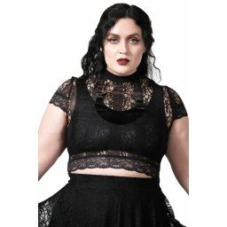 tričko dámské (top) KILLSTAR - Moon Rays Lace Crop - Black - KSRA005164