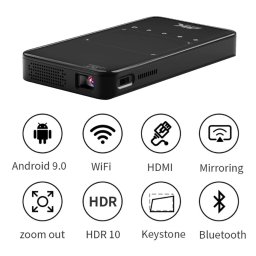 Mini projektor kapesní SMART Wifi s 4K rozlišení + LED + Android 9.0 až do úhlopříčky 120"