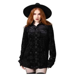 košile unisex KILLSTAR - Alchemight Burnout Button-Up - Black - KSRA006053