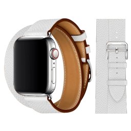 Kožený řemínek Double Tour pro Apple Watch Series 3/2/1 (42mm) - Bílý