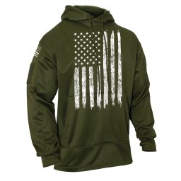 Mikina CONCEALED CARRY s kapucí US vlajka ZELENÁ vel. 3XL