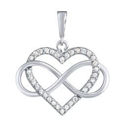 Přívěsek srdce s infinity Jade z bílého zlata a Brilliance Zirconia PRGPK0068PGW