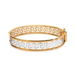 Dvoubarevný zlatý obručový náramek s antickým vzorem IZ28101
