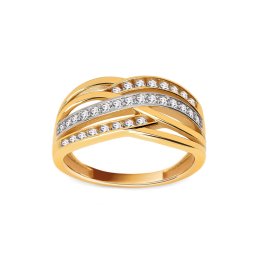 Zlatý prsten s čirými zirkony IZ19864B