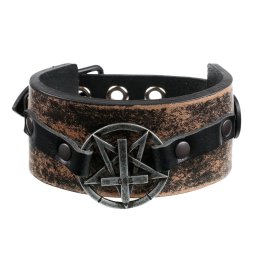 náramek Pentagram Cross - brown - LSF1 55