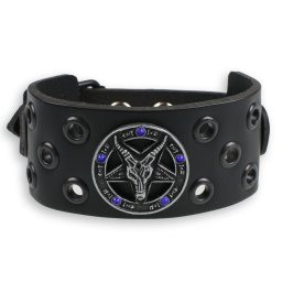 náramek Baphomet - black - krystal blue - LSF1 63-b