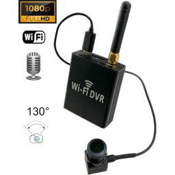 Kompaktní SET - WiFi DVR box live stream + pinhole kamera 130 ° fisheye + audio