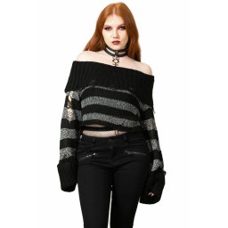 svetr dámský KILLSTAR - Meteor Knit - Metalic Grey - KSRA007416