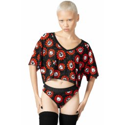 tričko dámské (top) KILLSTAR - Gloomy Garden V-Neck - Black - KSRA005967