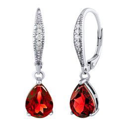 Stříbrné náušnice June s přírodním granátem a Brillinace zirconia JJJS0591EGA