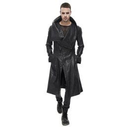 kabát pánský DEVIL FASHION - Villain Blues Punk Faux Leather Trench Coat - Black - CT18001