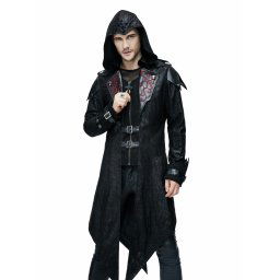 kabát pánský DEVIL FASHION - Vlad Hooded Punk Synthetic Leather - CT06901