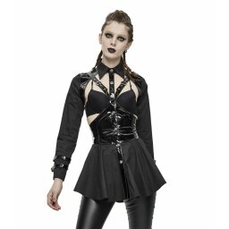 košile dámská DEVIL FASHION - Crimson Thirst Punk Leather With Straps - SHT039