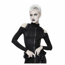 tričko dámské s dlouhým rukávem DEVIL FASHION - Landslide Punk Turtleneck Jacket with Shoulder Slits - CT122
