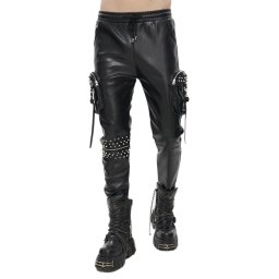 kalhoty pánské DEVIL FASHION - Draven Dream Punk Studded Leather Cargo - PT184