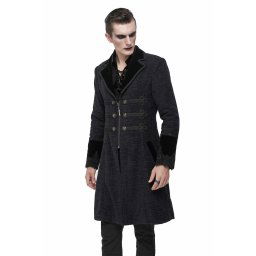 kabát pánský DEVIL FASHION - Master Of Death Gothic Fur Collar - CT19001