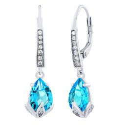 Stříbrné náušnice Clarissa se Swiss Blue Topaz a Brilliance Zirconia JJJ1267ETS