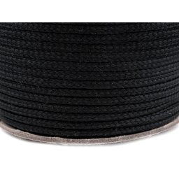 Oděvní šňůra PES Ø4 mm, barva 9001 černá