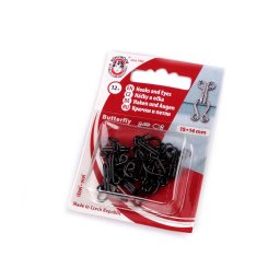 Háčky a očka velikost 15+14; 13+12; 12+20; 10+8 mm, barva 15+14 mm (12 ks) černá