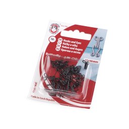 Háčky a očka velikost 15+14; 13+12; 12+20; 10+8 mm, barva 12+10 mm (18ks) černá