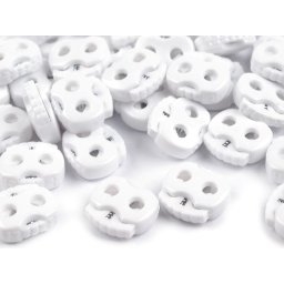 Brzdičky s dvěmi dírkami 20x20 mm velké, barva 101 bílá