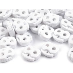 Brzdičky s dvěmi dírkami 15x15 mm malé, barva 2 (101) bílá