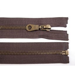 Staromosazný zip No 5 délka 60 cm bundový, barva 304 hnědá čokoládová