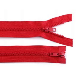 Zip kostěný No 5 dělitelný 2 jezdce / dvoucestný 65 cm bundový, barva 148 červená