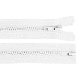 Zip kostěný No 5 dělitelný 2 jezdce / dvoucestný 70 cm bundový, barva 101 bílá