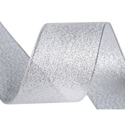 Brokátová stuha s lurexem šíře 38 mm, barva 2 stříbrná