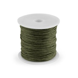 Šňůra bavlněná Ø1 mm voskovaná, barva 45 zelená khaki