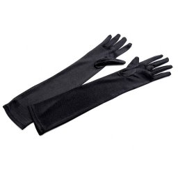 Dlouhé společenské rukavice saténové, barva 2 (43 cm) černá