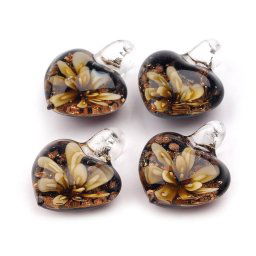 Skleněný přívěsek srdce 21x21 mm, barva 3 Vanilla Ice