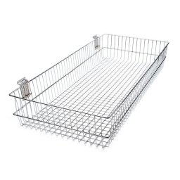 Kovový košík 40x90 cm k zavěšení na panely, barva stříbrná