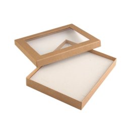 Krabička s průhledem polstrovaná 16x19,5 cm, barva hnědá přírodní
